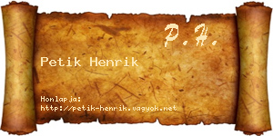 Petik Henrik névjegykártya